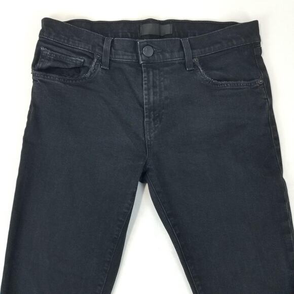 J Brand Jeans Mens 32 Black Mick Tycho Skinny Slim Stretch Frayed Hem Denim USA - Picture 7 of 12